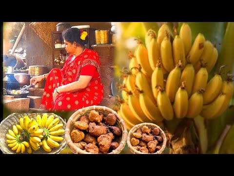 Traditional style Banana Snack Recipe | Evening snack Recipe | Village cooking | Rural food |