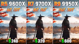 Ryzen 5 9600X vs Ryzen 7 9700X vs Ryzen 9 9950X - Test in 8 Games