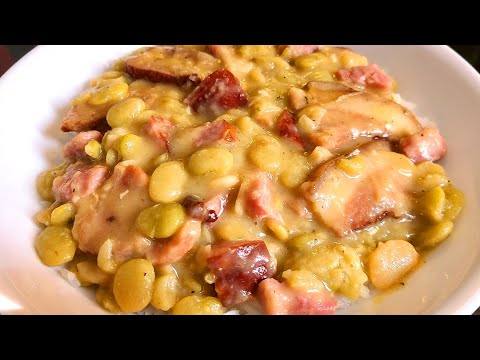 Creamy Lima beans with bacon and ham