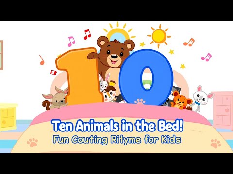 🐾 Ten Animals in the Bed | Fun Counting Nursery Rhyme for Kids | MelodyKidsMVD