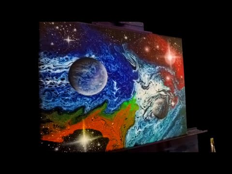 Being Creative acrylic Galaxy fluid art pour painting process