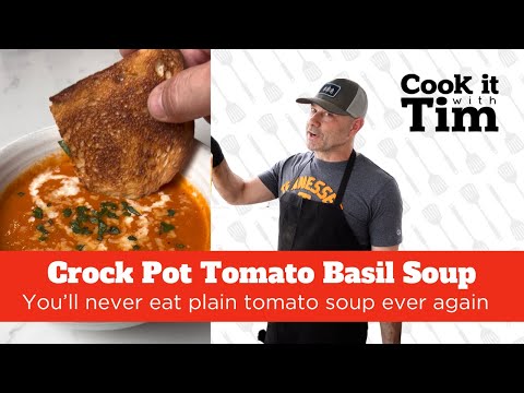 Crockpot Tomato Basil Soup | Easiest Soup you'll ever make