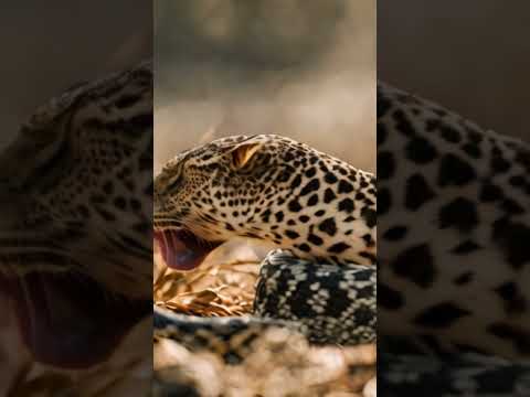 leopardo pythone लड़ाई के बाद तेंदुआ थक गया है