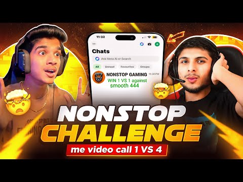 😨NONSTOP GAMING CHALLENGE🤬 ME | 📱VIDEO CALL 1 VS 4 🔥| FREE FIRE IN TELUGU #dfg #freefire