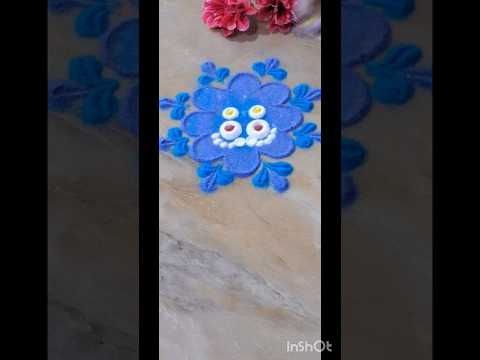 Navratri day 7 blue 💙colour easy rangoli #rangoli #navratri #shorts #youtubeshorts #navratrirangoli