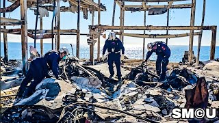 California Search and Rescue Teams Examine Fire-Damaged Vehicle for Survivors and Remains