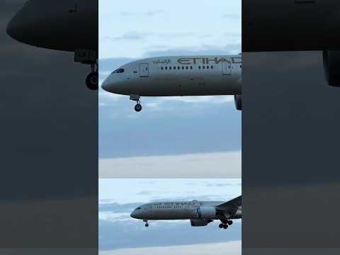 Etihad Airways landing at Barcelona #youtubeshorts #planespotting #aviation #shorts #short