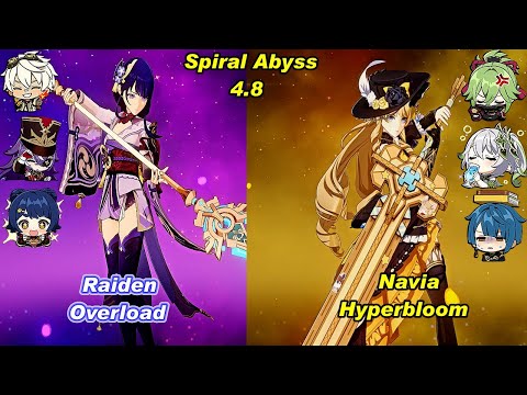 (4.8) C0 Raiden Overload & C0 Navia Hyperbloom  Spiral Abyss Floor 12 Full Star _F2P