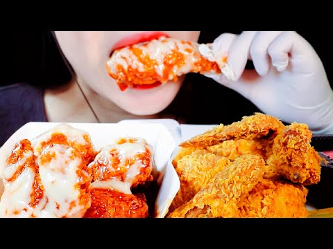 ASMR Crispy and Sweet Chicken Eating Vlog 바삭하고 달콤한 치킨 먹기 @MINEEEATS