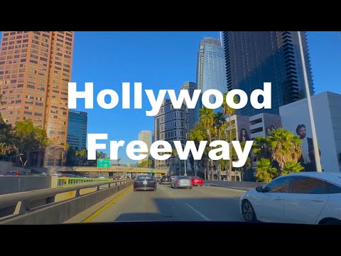 Driving Around Hollywood Freeway Sunset,  Downtown and Santa Monica Freeway Universal Studios