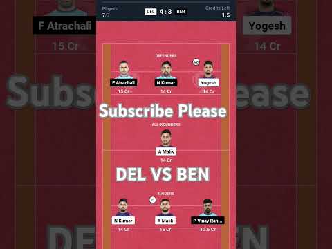 DEL vs BEN kabbadi Dream11 Prediction | Dream11 Team of Today Match | Kabbadi Dream11 Team Today |