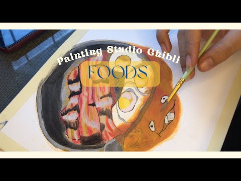 [paint with me]🌳a novice painted Studio Ghibli foods, unboxing Himi Gouache + speed paint 🎨