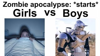 BOYS VS GIRLS MEMES ZOMBIE APOCALYPSE V2