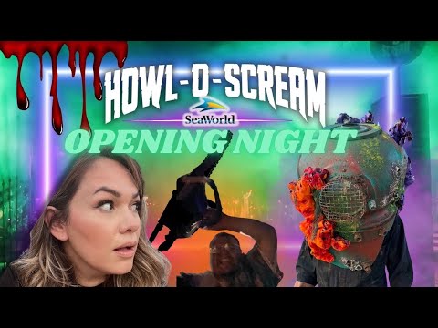 HOWL-O-SCREAM, OPENING NIGHT 😱 Sea World San Antonio!!