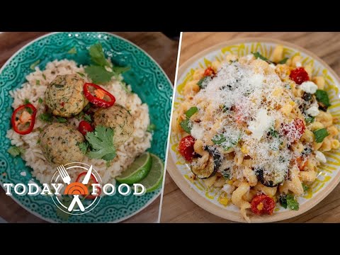 Gingery chicken meatballs, pasta with veggies: Get the recipes!