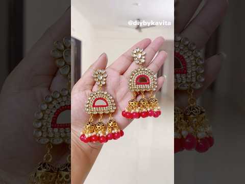 Diy Kundan Stone Earrings🔥💖 #viral #trending #earrings #diycrafts #shorts #shortvideo