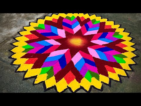 Easy & Simple 3D Rangoli Design🧡❤️🩵💙💗💚🤍 || Samfamily || Rangoli || Village style