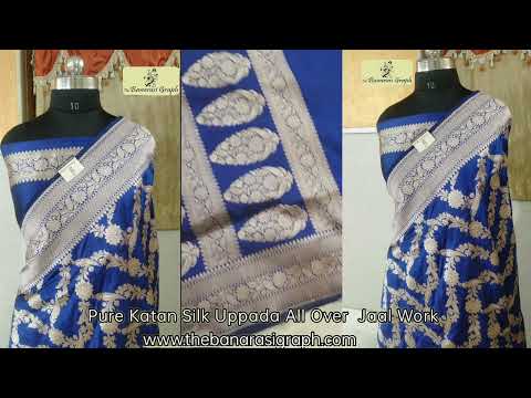 Royal Blue | Pure Katan Silk Uppada All over Jaal Work Banarasi Saree. #saree