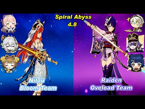 (4.8) C0 Nilou Bloom Team & C0 Raiden Overload  Spiral Abyss Floor 12 Full Star _F2P