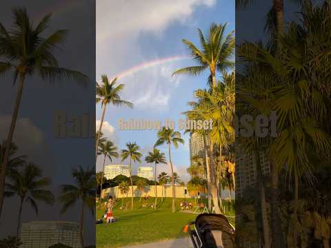 11/03/24 Rainbow→Sunset TIME🌈🌅 #ハワイ #ワイキキ #rainbow #sunset #ゴールデンタイム　#hawaii #waikiki