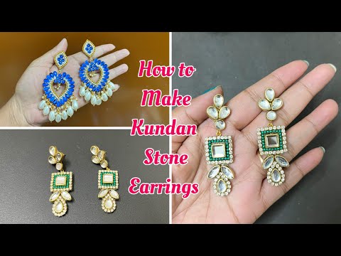 Kundan Jewellery Making At Home | Stone Earrings | Stone Jewellery | Diy by Kavita