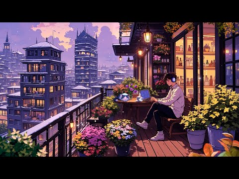 lofi peaceful winter ❄️ cozy rooftop ambient to put you in a better mood - lofi/work/study