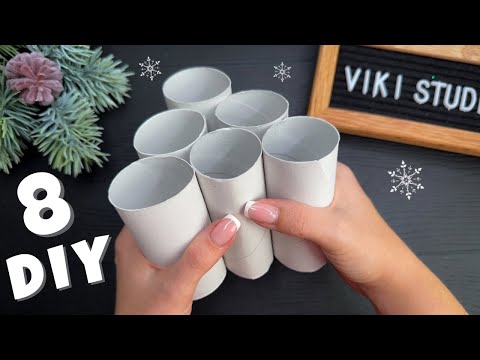 8 DIY Christmas Crafts Ideas! Toilet Paper Roll Winter Ornaments