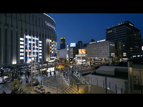 City Ambience | City Sounds and Train Sounds in Osaka Umeda for Sleeping, Studying