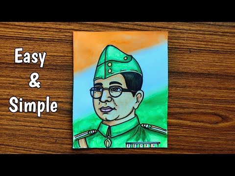 Netaji drawing with watercolour easy step by step