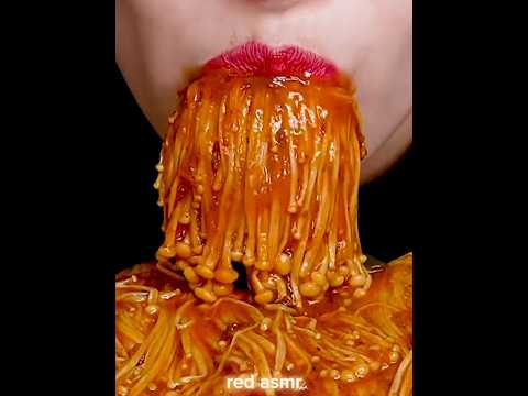 ASMR Spicy Enoki Mushroom 🍄 Mukbang Eating Sounds|| #asmr #mukbang #enokimushroom #shorts