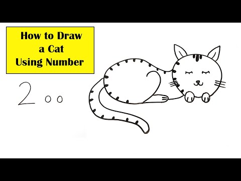 Learn How to draw a Cat from number 200 l l Step by step drawing for beginners