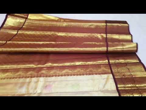 _Today special 2g pearl color with brown  exclusive_ 👈🏻 special 🤎 *Kanchipuram pure silk sarees