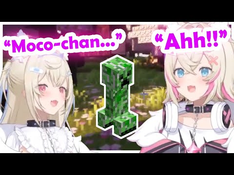 Fuwawa's Reaction After Mococo Gets Blown Up By a Creeper