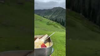 Brunch among the mountains of Kashmir 🏔️ #camping #travel #adventurecamping #camper #tentlife