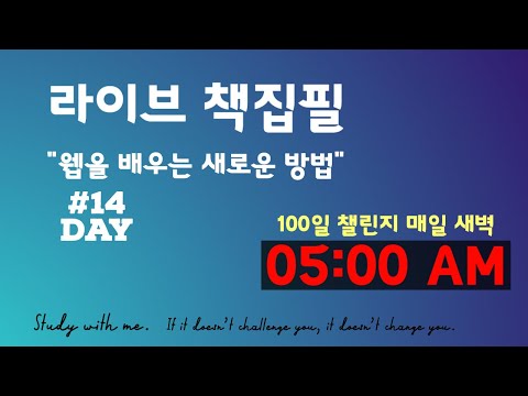 라이브 책집필 (14일차) | 100일 챌린지 | 미라클모닝 | 웹을 배우는 새로운 방법 | Live | Early morning study with me | Writing