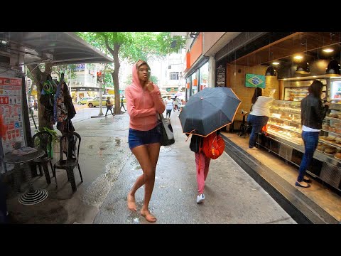 COPACABANA, Walking Tour Rio de Janeiro, BRAZIL — Rain Walk (Narrated)【4K】☂️🇧🇷