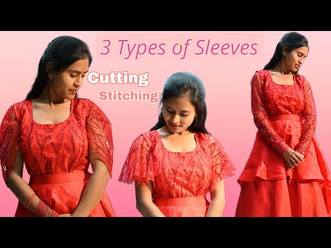 3 Types of Sleeves Design / Short Umbrella Blouse Sleeves/ Pochu Sleeves/Normal Full Sleeves Cutting