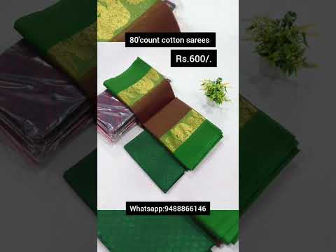 80'count 🌷fancy design Chettinad cotton sarees🌿 only WhatsApp:9488866146