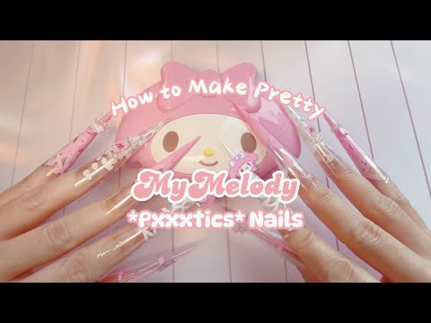 💅diy nails💅 How to make MyMelody Paper Nails? Do this to the✨Popular✨Nails instead! #sanrio