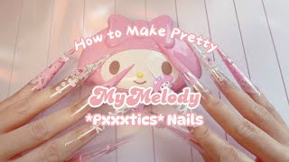 💅diy nails💅 How to make MyMelody Paper Nails? Do this to the✨Popular✨Nails instead! #sanrio