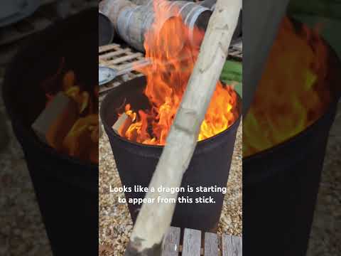 Whittling a dragon walking stick.