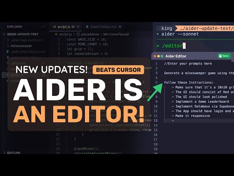 Aider (Upgraded) : New Editor Mode, New Commands, Qwen-2.5 Coder Support, O1 Streaming & Much More!