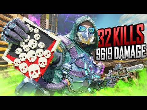 INSANE Caustic 32 KILLS and 9,619 Damage Apex Legends Gameplay