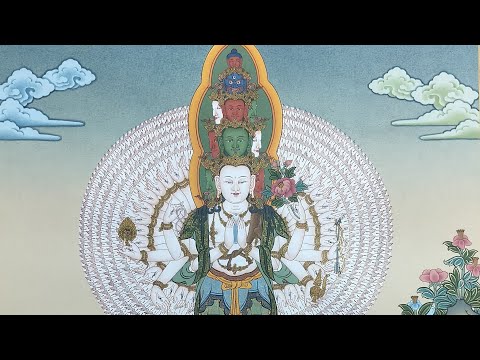 Image Of Avalokiteshvara Thangka Art | Bodhisattva Buddhist Deity ||