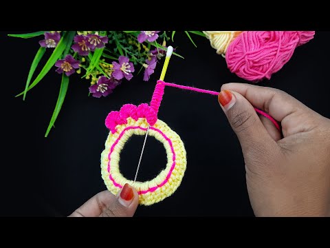 Christmas ornament-Amazing Woolen Flower Craft Ideas with cotton buds - Hand Embroidery Easy Trick