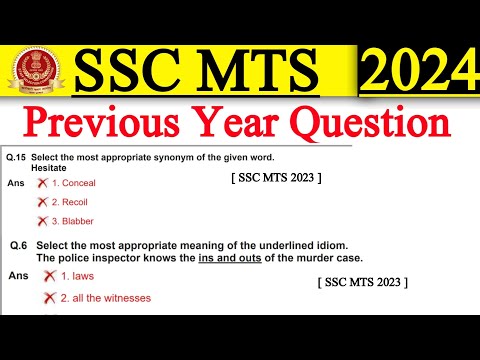 SSC MTS 2024 | Previous Year Questions | SSC MTS 2024 Important Questions | SSC MTS