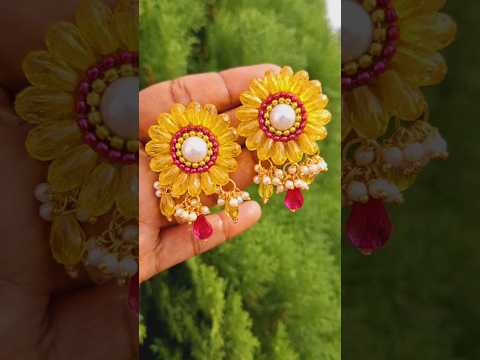 Diy beautiful earrings 🌼🌼 #earrings #haldijewellery #diyearrings #earring #trending #weddingideas