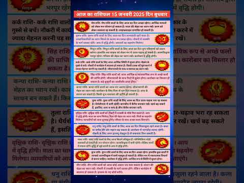 15 जनवरी 2025 | आज का राशिफल | today horoscope | daily horoscope | aaj ka rashifal | #astrologer