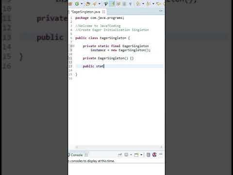 Eager Initialization Singleton class in java | Singleton Design Pattern #designpatterns #javatcoding