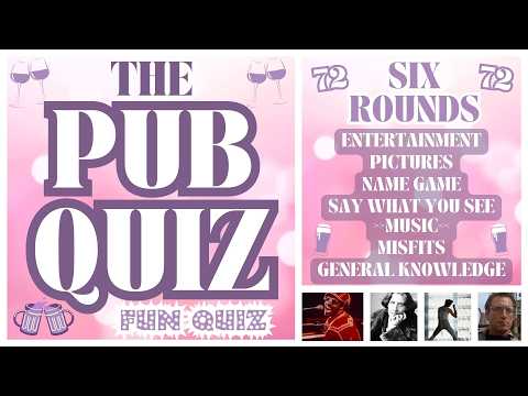 Pub Quiz No72 - 6 Different Rounds - 38 Questions & Answers - 82 Points to Win. trivia/quiz Fun Quiz